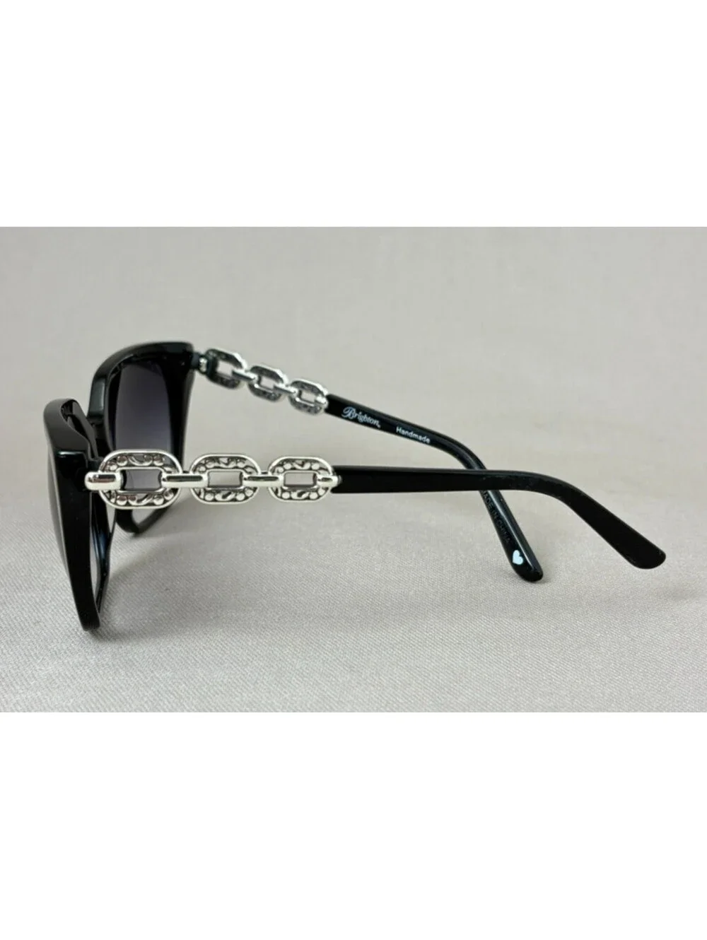 Brighton Contempo Linx Sunglasses Black Silver Chain Link Cat Eye Shades A13133